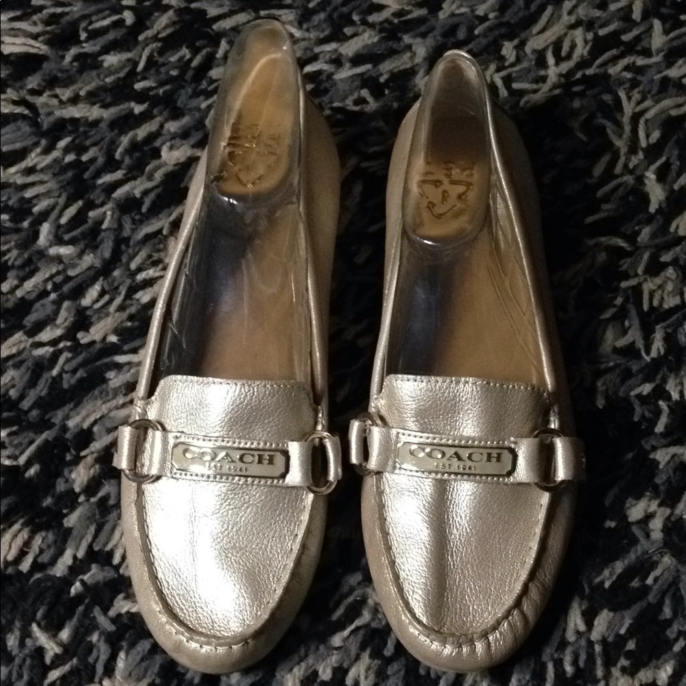 Coach Gold Loafers Shoes, Size 8.5